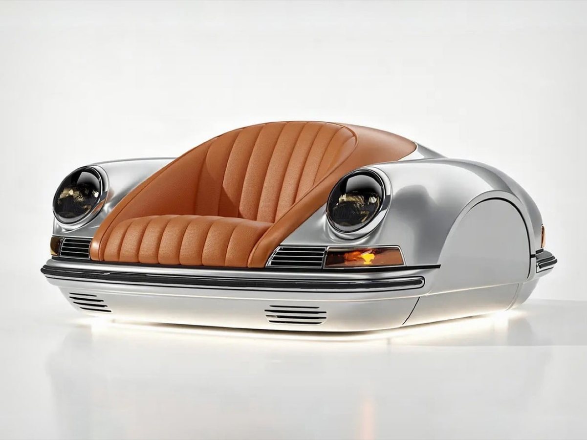 Un canapé inspiré de la Porsche 911 avec mini-bar intégré