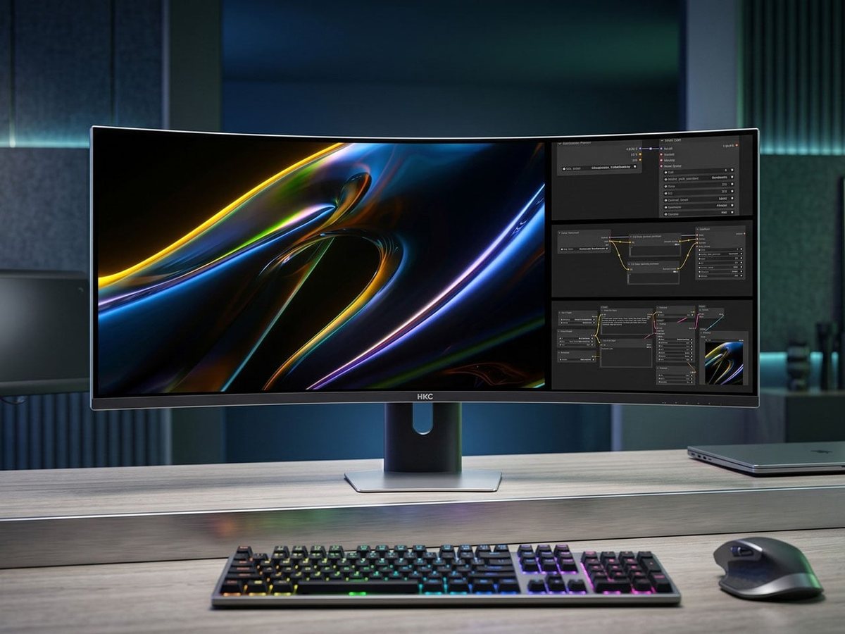 HKC dévoile un écran incurvé 4K de 48,3 pouces qui se divise en deux ou trois zones