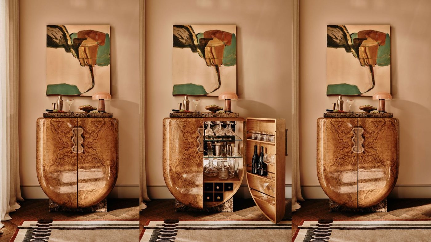 Soho Home dévoile un bar en loupe de noyer qui mise sur l'intemporel
