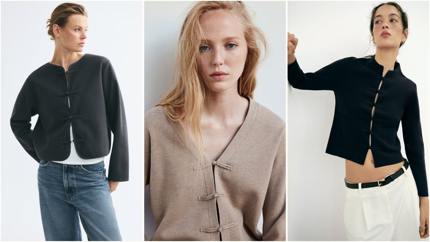 Le cardigan à brandebourgs s'impose comme la tendance maille de l'automne